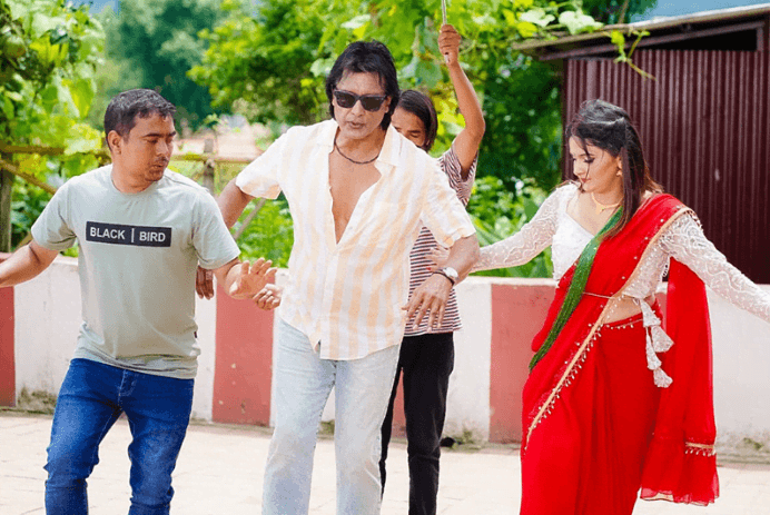 Rajesh Hamal began filming for the Teej song after returning from the United States.